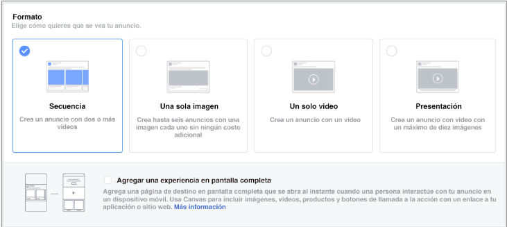 Formatos de anuncios Facebook